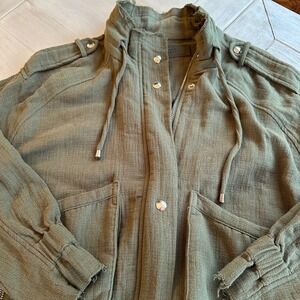 Blank NYC Olive Green Utility Jacket Drawstring Waist Military Style Women's‎